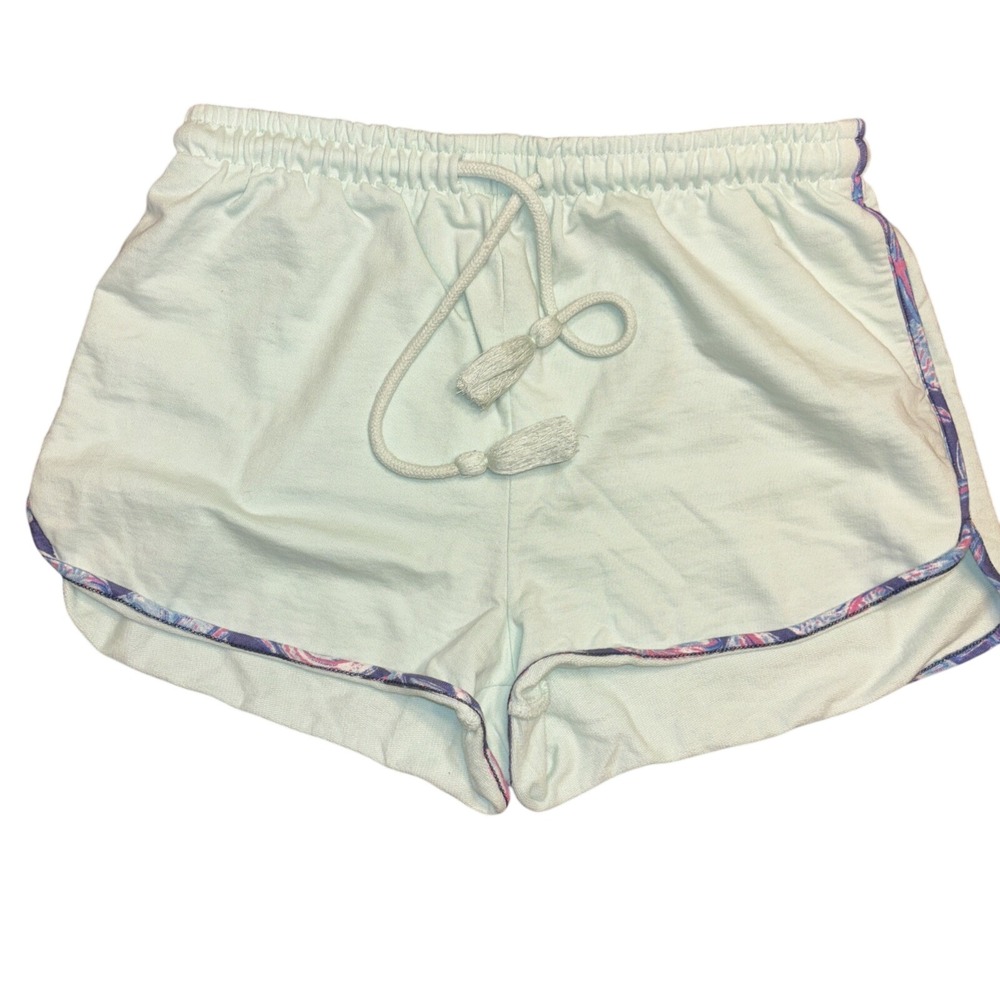 Simply Southern Mint Green Dolphin Lounge Shorts‎ Paisley Trim Tassel Small